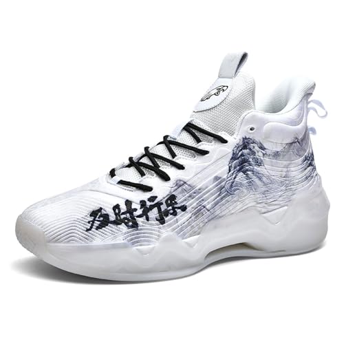 Uhclrr Herren Basketball Schuhe Gym Sportschuhe Anti Rutsch Basketball Schuhe Outdoor Jungen Basketball Schuhe(38 EU, White) von Uhclrr