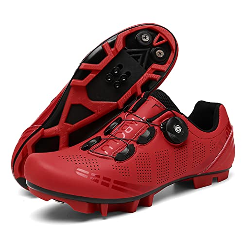 Uhclrr Herren MTB-Radschuhe Mountainbike-Schuhe Atmungsaktive Outdoor-Radschuhe Kompatibel Mit SPD-Stollen(45, Red) von Uhclrr