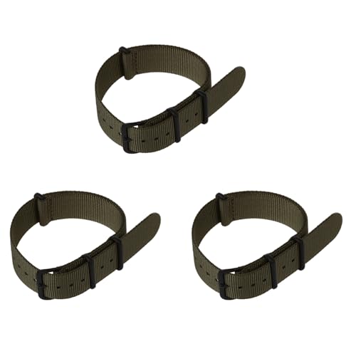 Uhidka 3Stück 20mm Armeegrün Nylongewebe Outdoor Sportuhrenarmband Passend für WB2034 von Uhidka