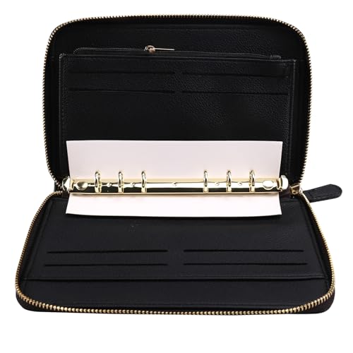 Uhidka Budget Binder mit Bargeldumschlägen Leder Budget Binder Bargeldumschläge System Brieftasche Budgetplaner für Bargeldbudgetierung und Sparung von Uhidka
