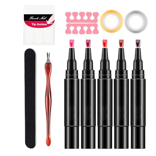 Polishey Nagellackstifte, 5X Nagellackstift-Set, Gel-Nagellack-Set, schnell trocknender Nagellack, Nagelgel-Nagellackstift, Nagellack-Gelstift, Nagellack-Nagelwerkzeuge für Frauen und Mädchen von Uhngw