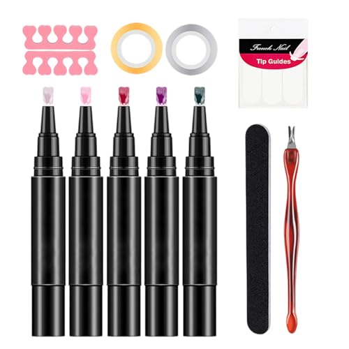 Polishey Nagellackstifte, 5X Nagellackstift-Set, Gel-Nagellack-Set, schnell trocknender Nagellack, Nagelgel-Nagellackstift, Nagellack-Gelstift, Nagellack-Nagelwerkzeuge für Frauen und Mädchen von Uhngw