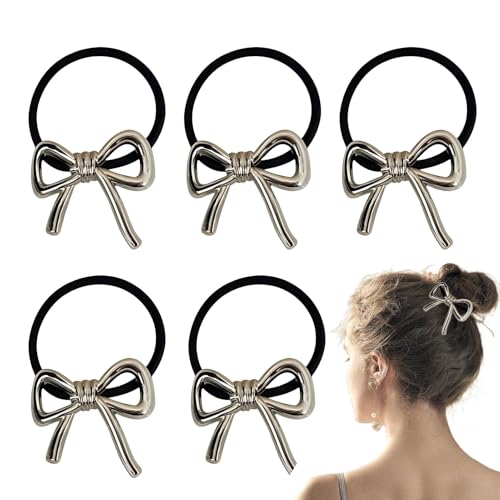 Uhngw Dekorative Haargummis, Schleifen-Haarbänder | 5X Haarwickel-Pferdeschwanzhalter im französischen Stil mit Schleife für Frauen - Frisuren-Accessoires, Haargummis für den täglichen Gebrauch, von Uhngw