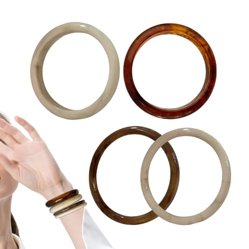 Uhngw Massive Armbänder - 4er Set Acryl Armreifen - Punk Geometrisches Armband Damen Schmuck Für Alltag Feiern Reisen Zuhause von Uhngw