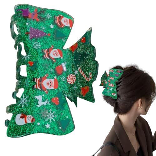 Uhngw Niedliche rote Haarklammern mit Strasssteinen, Weihnachtsmann-Haarspange | Haarklammern,Christmas Elements Tragbarer Haarschmuck für Familie, Freunde, Kinder, Weihnachten von Uhngw