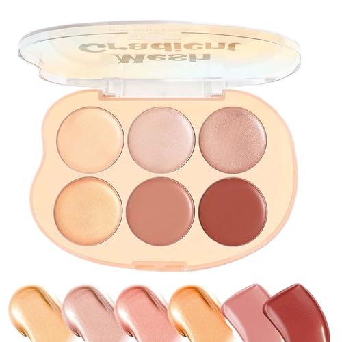 Uhngw Rouge Highlighter Palette,6 Farben Konturierung Und Highlighting Rouge Palette - Langanhaltende Blendbare Creme Make-up Set Für Damen Haut von Uhngw