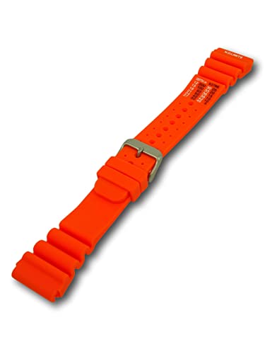 Uhren Pevak® Kautschuk Uhrenarmband Orange 20mm mit Edelstahl Schließe - Passend für Citizen, Seiko, Casio, Michael Kors, Fossil - Wasserfest ideal für Sport- & Taucheruhren von Uhren Pevak