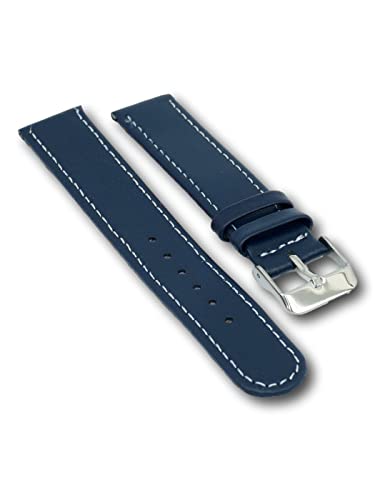 Uhren Pevak® Leder Uhrenarmband Glatt Blau mit Weisser Naht 12mm Uhr Band Armband Uhrband Ersatzband von Uhren Pevak