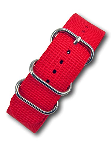 Uhren Pevak® Nylon Uhrenarmband Heavy Duty Rot 20mm mit Edelstahl Dornschließe Textil Uhr Armband Band von Uhren Pevak