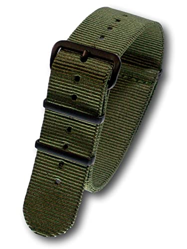 Uhren Pevak® Nylon Uhrenarmband Grün 16mm mit Schwarzer Dornschliesse Textil Uhr Armband Uhrband von Uhren Pevak