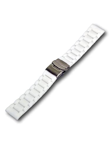 Uhren Pevak® Silikon Uhrenarmband Weiß 20mm Taucher Uhrband mit Faltschließe Wellen Uhr Armband Band von Uhren Pevak