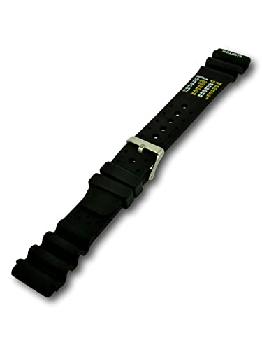 Uhren Pevak® Kautschuk Uhrenarmband Schwarz 24mm mit Edelstahl Schließe - Passend für Citizen, Seiko, Casio, Michael Kors, Fossil - Wasserfest ideal für Sport- & Taucheruhren von Uhren Pevak