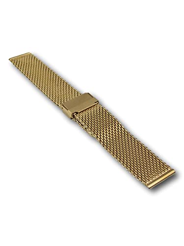 Uhren Pevak® Milanaise Edelstahl Uhrenarmband Gold 18mm Metallband Mesh Armband Ersatzband Uhr Band von Uhren Pevak
