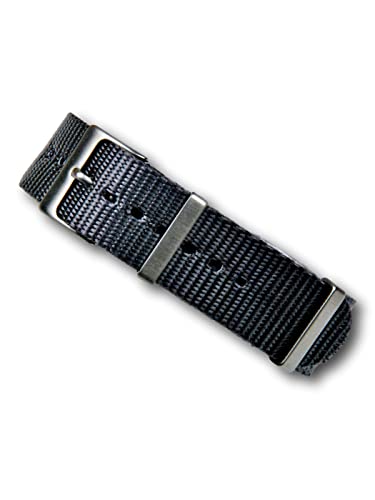 Uhren Pevak® Nylon Uhrenarmband Grau 20mm mit Edelstahl Dornschließe Textil Uhr Armband Stoff Uhrband von Uhren Pevak