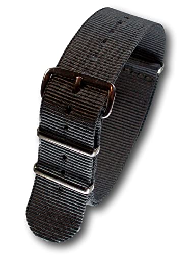 Uhren Pevak® Nylon Uhrenarmband Grau 24mm mit Edelstahl Dornschliesse Textil Uhr Armband Uhrband von Uhren Pevak