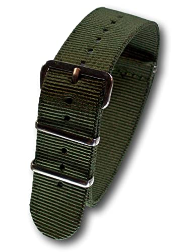 Uhren Pevak® Nylon Uhrenarmband Grün 22mm mit Edelstahl Dornschliesse Textil Uhr Armband Uhrband von Uhren Pevak