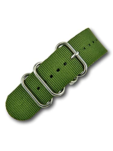 Uhren Pevak® Nylon Uhrenarmband Heavy Duty Grün 22mm mit Edelstahl Dornschließe Textil Uhr Armband Band von Uhren Pevak