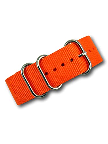 Uhren Pevak® Nylon Uhrenarmband Heavy Duty Orange 20mm mit Edelstahl Dornschließe Textil Uhr Armband Band von Uhren Pevak