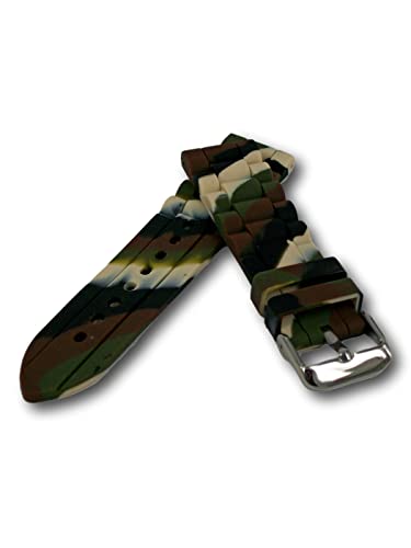 Uhren Pevak® Silikon Uhrenarmband Camouflage 24mm Glieder Muster Armband Uhrband Ersatz Uhr Band von Uhren Pevak