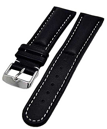 Uhrenarmband Armband SCHWARZ gepolstert 22mm Kalbleder 3857 von Uhrenhuette