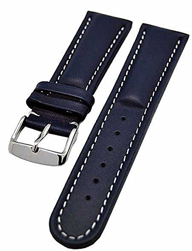 Uhrenarmband Armband blau gepolstert 24mm Kalbleder 3870 von Uhrenhuette