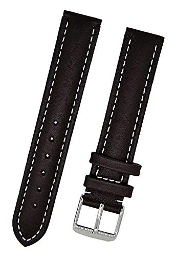 Uhrenarmband Armband braun mit weißer Naht 18mm Kalbleder von Uhrenhuette