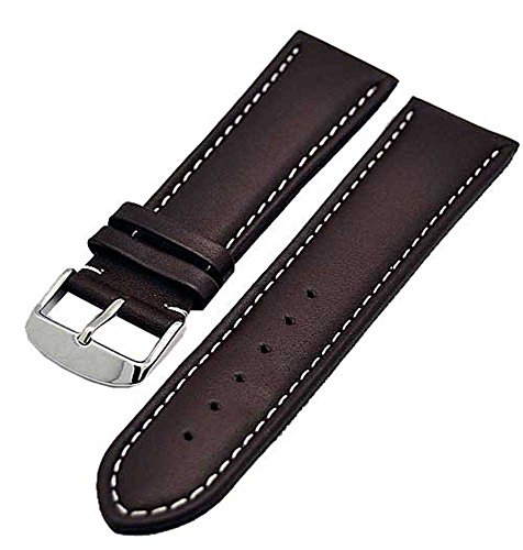 Uhrenarmband Armband braun mit weisser Naht 20mm Kalbleder NEU 3807 von Uhrenhuette