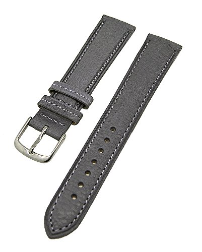 Uhrenarmband Bio Kalbleder Pflanzlich gegerbt Grau mit Grauer Naht 20mm VEGI von Uhrenhuette