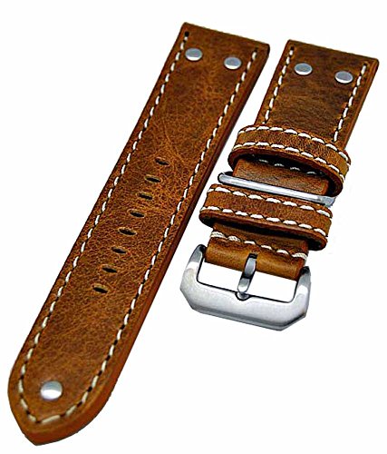 Uhrenarmband Cavarust mit Nieten Hellbraun 24mm von Uhrenhuette