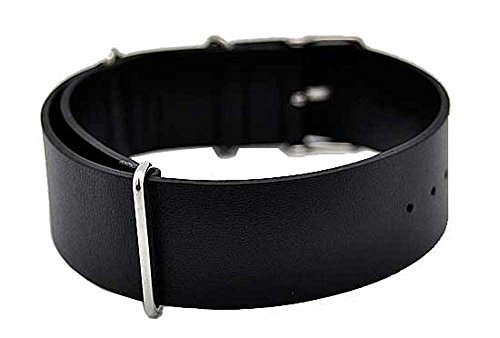 Uhrenarmband Durchzugsband Kalbleder NATO LEDER 22mm schwarz 4155 von Uhrenhuette