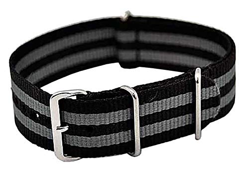 Uhrenarmband Durchzugsband Nylon schwarz/grau 18mm NATO Strap 4059 von Uhrenhuette