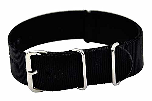 Uhrenarmband Durchzugsband Nylon schwarz 24mm NATO Strap 4052 von Uhrenhuette