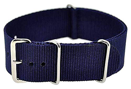 Uhrenarmband Durchzugsband Polyester dunkelblau Uni 22mm NEU 7849 von Uhrenhuette