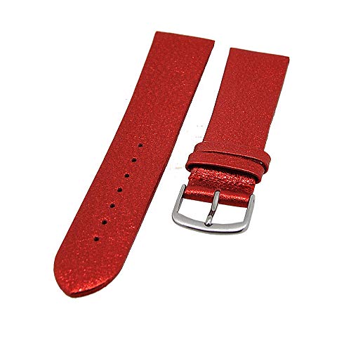 Uhrenarmband Kalbleder Glimmer Blaze Rot 10mm Dornschließe von Uhrenhuette