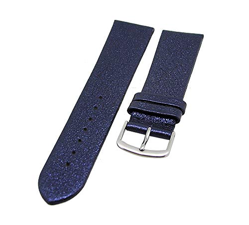 Uhrenarmband Kalbleder Glimmer Indigo Blau 18mm Dornschließe von Uhrenhuette