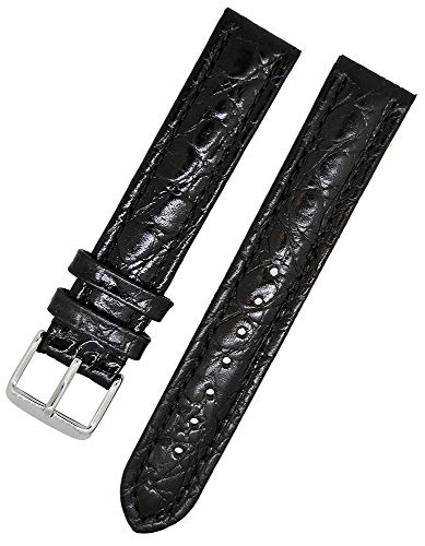 Uhrenarmband Kalbleder schwarz 24mm Kroko Struckturleder von Uhrenhuette