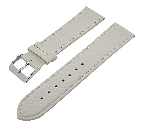 Uhrenarmband Kalbsleder flach mit Naht Stegbreiten 18mm - 22mm Dornschließe (Creme, 18mm) von Uhrenhuette