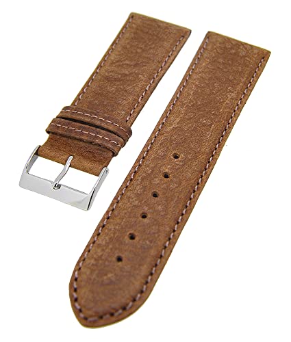 Uhrenarmband Kalbslederband Farbe wählbar 16mm - 28mm leicht gepolstert (Dunkelbraun, 20mm) von Uhrenhuette