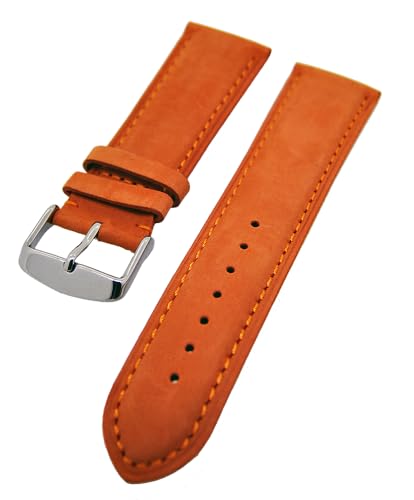 Uhrenarmband Kalbslederband Orange Ton in Ton 20mm von Uhrenhuette