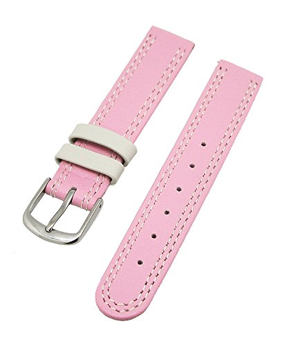 Uhrenarmband Kinder Kalbleder Hellpink mit Beiger Naht 14mm Dornschließe von Uhrenhuette