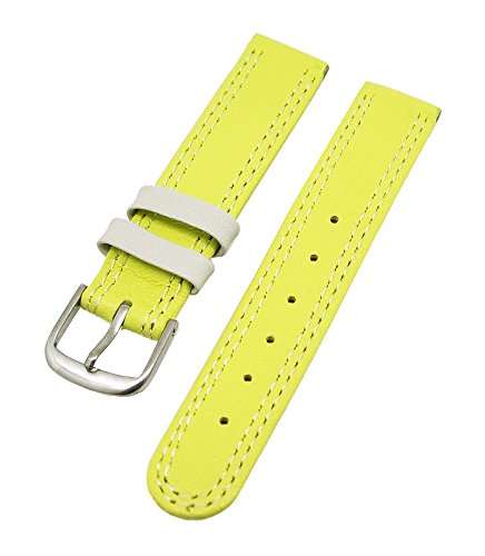 Uhrenarmband Kinder Kalbleder Limette mit Beiger Naht 14mm Dornschließe von Uhrenhuette