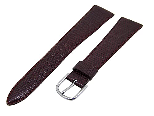 Uhrenarmband Leder Bordeaux 20mm Ton in Ton Dornschließe Silber Ersatzband von Uhrenhuette