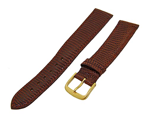 Uhrenarmband Leder Braun 18mm Ton in Ton Dornschließe Gold Ersatzband von Uhrenhuette