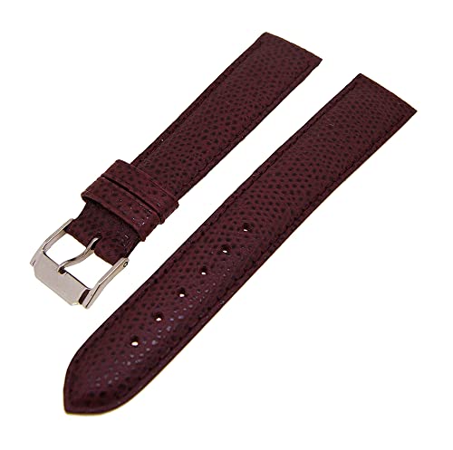 Uhrenarmband Lederband Bordeaux Ton in Ton 18mm Dornschließe Silber von Uhrenhuette