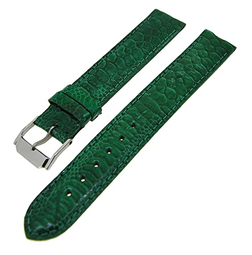 Uhrenarmband Lederband Grün Glänzend Kroko 16mm Dornschließe Silber von Uhrenhuette