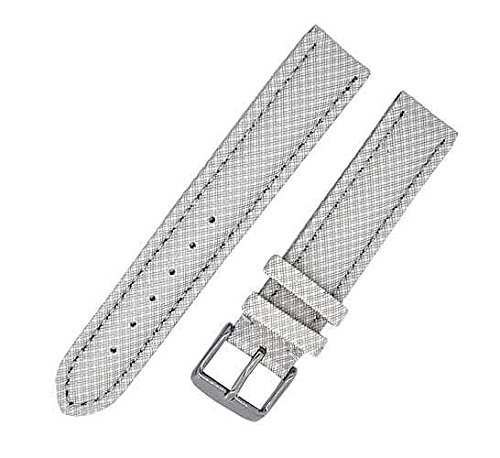 Uhrenarmband RAUTEN-87A weiß 24mm Kunstleder Textiloptik 6898 von Uhrenhuette