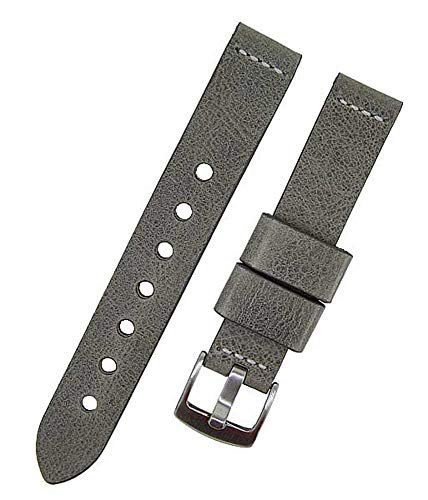 Uhrenarmband Ravenna NL extra lang grau NAHT weiß 22mm Kalbleder von Uhrenhuette
