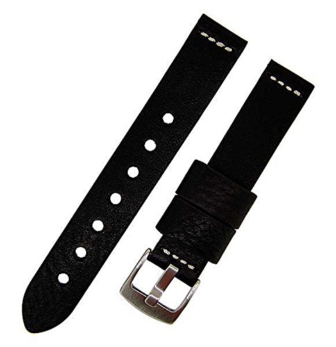 Uhrenarmband Ravenna extra lang schwarz 20mm Kalbleder 6943 von Uhrenhuette