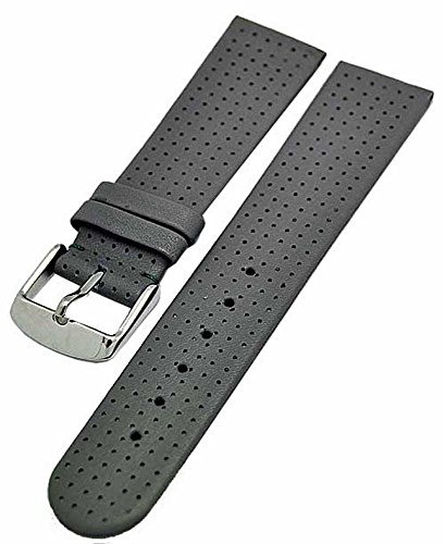 Uhrenarmband mit Lochprägung Golfer-Design 18mm grau Kalbleder 4182 von Uhrenhuette