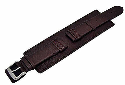 Uhrenarmband mit Unterlage 24mm Dunkelbraun Kalbleder Bern 4231 von Uhrenhuette